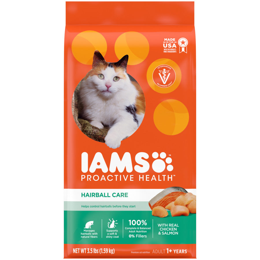 IAMS Proactive Health Hairball Care Adult Dry Cat Food Chicken & Salmon 3.5lb IAMS